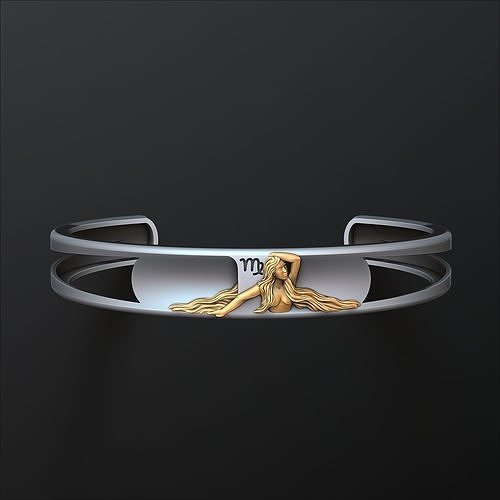 zodiaque horoscope Vierge bracelet or bijou bijoux zodiak astrologique signe symbole médaillon argent astrologie imprimable femme fille vierge bracelets 3D print model - Mito3D