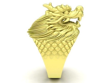 zodiac lucky chinese dragon men ring 3858 jewelry fashion gold man new design fengshui rings 3d print model - Mito3D