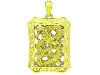 zodiac lucky chinese dragon pendant 4055 jewelry fashion accessories gold diamond man men new design pendants 3d print model - Mito3D
