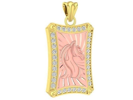 zodiac lucky diamond horse pendant 3343 jewelry fashion accessories gold new design fengshui pendants 3d print model - Mito3D