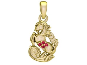 zodiaco fortunato cavallo pendente 3018 gioielleria moda Accessori oro diamante uomo uomini donna donne unisex design feng shui ciondoli 3d print model - Mito3D