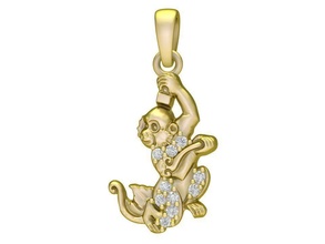 zodiac lucky monkey pendant 3016 jewelry fashion gold diamond man men woman women unisex design fengshui pendants 3d print model - Mito3D