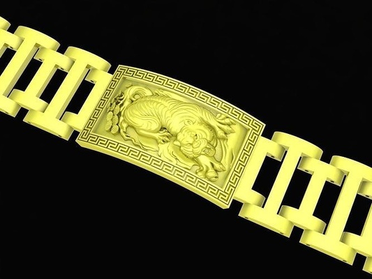 tierkreis glücklich tiger armbänder 4119 schmuck mode zubehör gold diamant männer design 3d print model - Mito3D