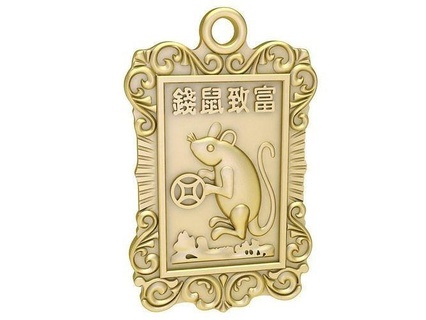 zodíaco ratón 24k colgante pendiente 3310 joyería joya Moda accesorios oro diamante diseño Feng Shui colgantes 3d print model - Mito3D