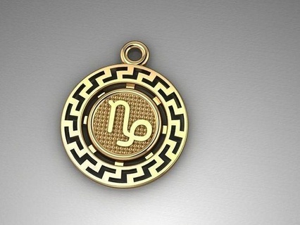 zodiac pendant capricorn golden jewelry astrology pendants printable horoscope necklace silver jeweler jewel astrological sign woman men man art gold 3d print model - Mito3D