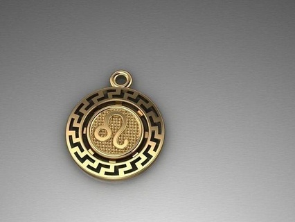zodiac pendant leo golden jewelry astrology pendants printable horoscope necklace silver jeweler jewel astrological sign woman men man gold art 3d print model - Mito3D