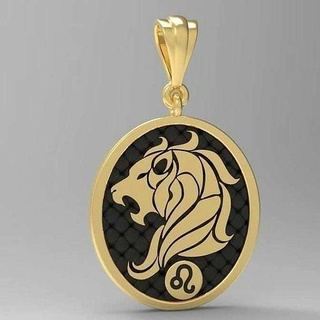zodiaco pendente Leo d'oro gioielleria astrologia ciondoli stampabile oroscopo collana argento gioielliere gioiello astrologico cartello donna uomini uomo oro arte 3d print model - Mito3D