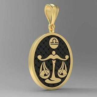 zodiac pendant libra scales golden jewelry astrology pendants printable horoscope necklace silver jeweler jewel astrological sign woman men art gold 3d print model - Mito3D