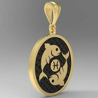 zodiaque pendentif Poissons d'or bijoux astrologie pendentifs imprimable horoscope Collier argent bijoutier bijou astrologique signe femme Hommes homme or art 3d print model - Mito3D