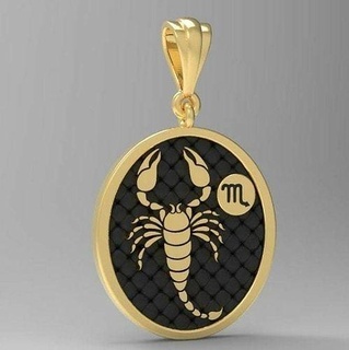 zodiaque pendentif Scorpion d'or bijoux astrologie pendentifs imprimable horoscope Collier argent bijoutier bijou astrologique signe femme Hommes homme art or 3d print model - Mito3D