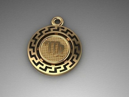 zodiac pendant virgo golden jewelry astrology pendants printable horoscope necklace silver jeweler jewel astrological sign woman men man gold art 3d print model - Mito3D
