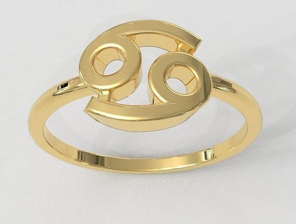 zodiac ring - cancer rings gold jewelry symbol horoscope sign pauloranieri trendy fashion classic modern silver 3d print model - Mito3D