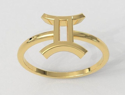 zodíaco anel Gêmeos argolas ouro joalheria símbolo horóscopo placa paulorani moda clássico moderno prata 3d print model - Mito3D