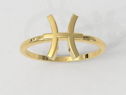 zodiac ring - pisces rings gold jewelry symbol horoscope sign pauloranieri trendy fashion modern silver 3d print model - Mito3D