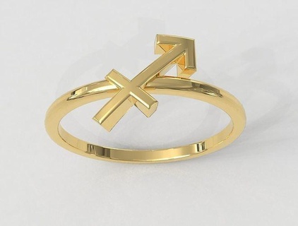 zodíaco anillo sagitario anillos oro joyería joya símbolo horóscopo firmar paulorani moda clásico moderno plata 3d print model - Mito3D