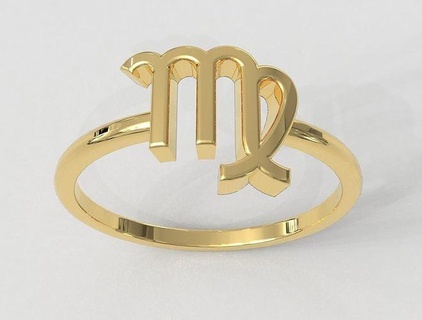 zodiac ring - virgo rings gold jewelry symbol horoscope sign pauloranieri trendy fashion classic modern silver 3d print model - Mito3D