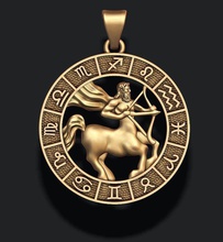 zodiac sagittarius lite 3d archer centaur gems horoscope jewel jewellery jewelry necklace necklaces obj pendant printable rhino silver stl zbrush pendants 3d print model - Mito3D