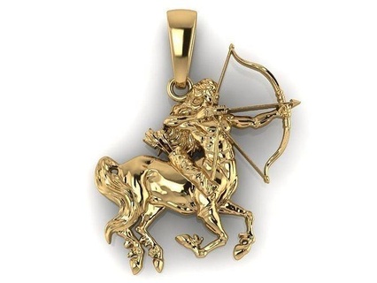 zodiaco Sagittario pendente uomini cavallo oro 3d matrice rinoceronte oroscopo gioielleria ciondoli 3d print model - Mito3D
