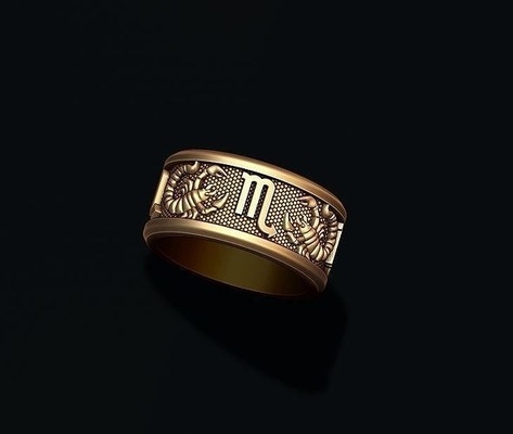 zodíaco escorpión lite anillo pez gemas dorado horóscopo joya joyería collar obj colgante pendiente piscis piscis imprimible plata stl pescados zbrush virgo escorpión anillos 3d print model - Mito3D