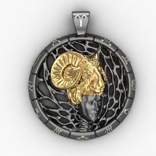 zodiac sign pendant aries jewelry horoscope amulet mascot talisman fetish charm gold silver fashionable fashion jeweler goldsmith pendants 3d print model - Mito3D