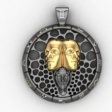 zodiac sign pendant gemini twins gold silver horoscope mascot talisman amulet suspension charm trinket jewelry pendants 3d print model - Mito3D
