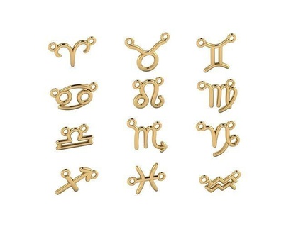 zodiac signs - 12x pendants jewelry gold silver horoscope printable aries taurus gemini cancer leo virgo libra scorpio sagittarius capricorn aquarius pisces 3d print model - Mito3D