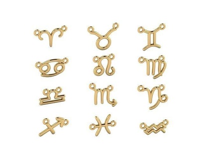 zodiaque panneaux 12x pendentifs bijoux or argent horoscope imprimable bélier Taureau Gémeaux cancer Leo Vierge Balance Scorpion Sagittaire Capricorne Verseau Poissons 3d print model - Mito3D