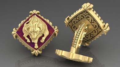 zodiac signs cufflinks calf luxury gold jewelry printable jewel metal lock bone material natura gift animals retro elegant bull 3d print model - Mito3D