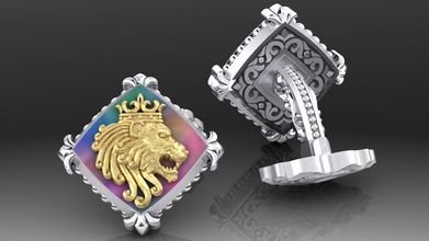 zodiac signs cufflinks lion gold jewelry luxury printable silver platinum jewel metal lock bone material natura animals decoration tiger retro 3d print model - Mito3D