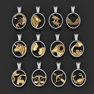 zodiac signs pack horoscope jewel jewellery jewelry necklace pendant printable silver astrological sign virgo bull taurus sagittarius art cow pendants scorpio 3d print model - Mito3D