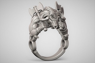 zodiac taurus ring yüzük takı Gümüş yazdırılabilir sterling mücevher moda güzellik baskı sanat Toros canavar minotaur heykel 3d print model - Mito3D