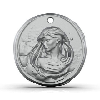 zodiac virgo coin pendant simbol pattern horoscope astrological sign jewel sleeve coins jewelry chain gold necklace star woman pendants 3d print model - Mito3D