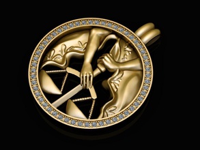 zodiak 12 jewelry pendant carrera y sign zodiac gold jewel jewellery gem pendants 3d print model - Mito3D