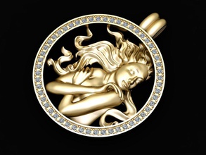 zodiak 3 oro pendente donna carrera y cartello zodiaco gioiello gioielleria gemma ciondoli 3d print model - Mito3D