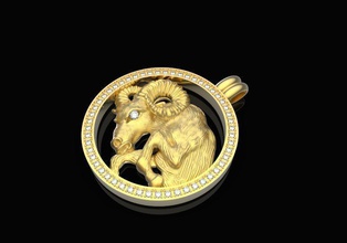 zodiak 5 jewelry pendant carrera y sign zodiac gold jewel jewellery gem pendants 3d print model - Mito3D
