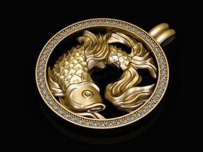 zodiak 8 la joyería el colgante carrera y signo zodiac de oro joya gem colgantes 3d print model - Mito3D