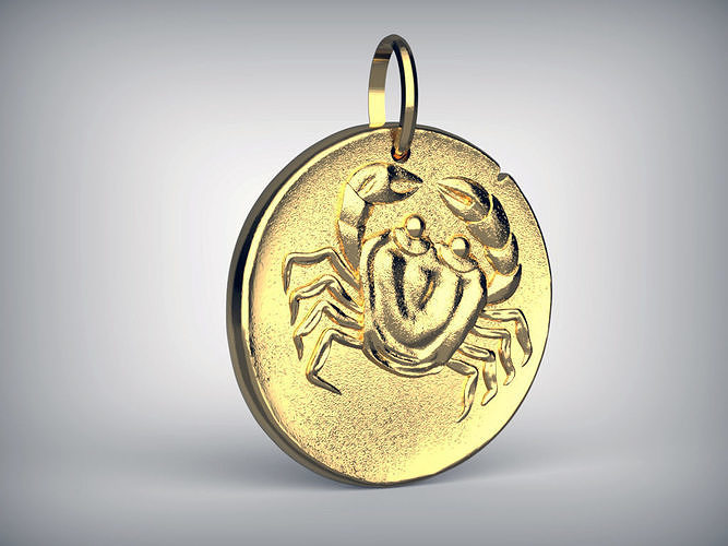 zodiaque medalha Câncer vancleef kulon vancleefarpels ouro pingente zodíaco astrologia cabeça negócio brend Ciência imprimível 3d ilustração prata anatomia brilhando joalheria pingentes 3D print model - Mito3D