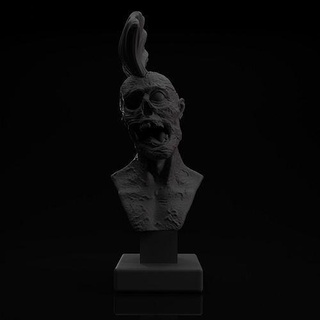 zombi buste sculpture art statue punk mort vivant mohawk mohican roche heavy métal sculptures 3d print model - Mito3D