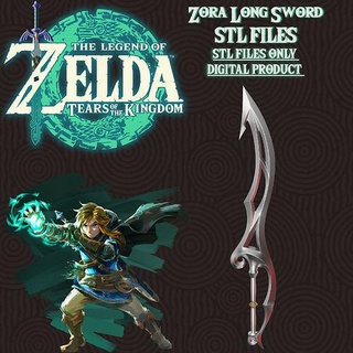 Zora longo espada zelda lágrimas reino rasogthekingdom jogos ligação brinquedos lenda brinquedo imprimível cosplay Nintendo arte Projeto fantasia personagem adereços prata moderno 3d print model - Mito3D