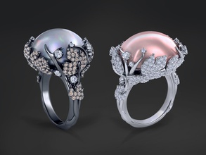zr my02 ring jewelry printable moonstone whitegold rings 3d print model - Mito3D