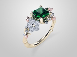 zr my04 jóias anel o engajamento flowerring de diamante prata jóia noivado anéis 3d print model - Mito3D