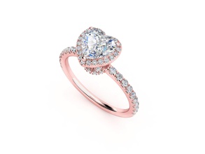 zrp007 cœur halo engagement bague in rose or bijoux luxe gemme imprimable bijou brillant zennio anneaux 3d print model - Mito3D