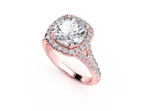 zrp027 gold engagement ring kissen schnitt center stein schmuck druckbar diamant juwel hochzeit zennio ringe 3d print model - Mito3D