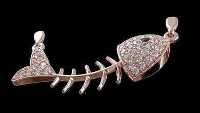 zukib 0003 pesce osso diamante pendente gioiello super simpatico beautyfull gioielleria ciondoli 3d print model - Mito3D