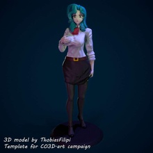3d sexy anime secretário sfw 3d print model - Mito3D
