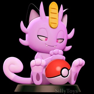 alolan meowth - pokemon 3d print model pokeball cat pet monster creature 3d print model - Mito3D