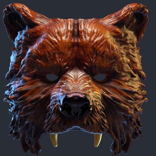 ours masque druide Halloween Lycanthrope costume 3d print model - Mito3D