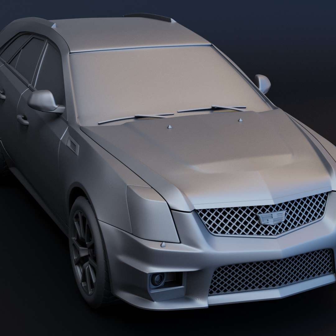 co3d cadillac cts v vagón 2 versiones stl 3d impresión deporte carro deportivo imprimible 2012 2011 2010 coche vehiculo vehículo automotor rueda plato 3D print model - Mito3D