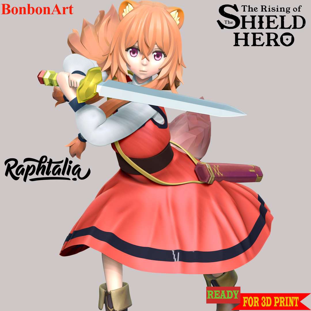 criança Raphtalia orgulhosamente rafutaria Aumentar of escudo herói fofa Super heroi figura estátua anime desenho animado quadrinho arte Design personagem manga 3D print model - Mito3D