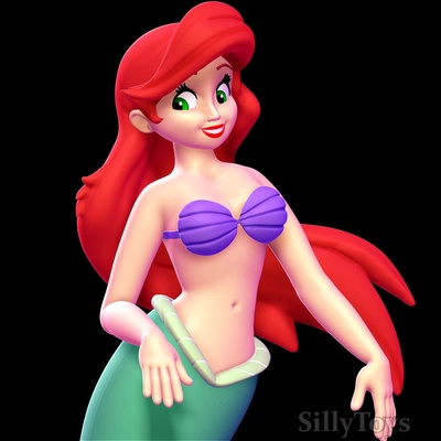 co3d ariel sereia fêmea mulher sutiã princesa 3d print model - Mito3D